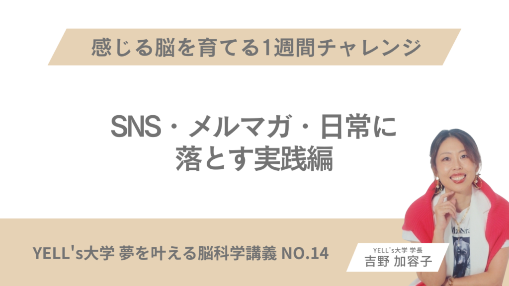 感じる脳を育てる1週間チャレンジ｜SNS・メルマガ・日常に落とす実践編