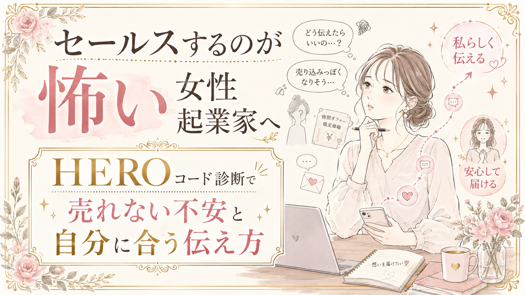 セールスするのが怖い女性起業家へ｜HEROコード診断で売れない不安と自分に合う伝え方を見つけるには